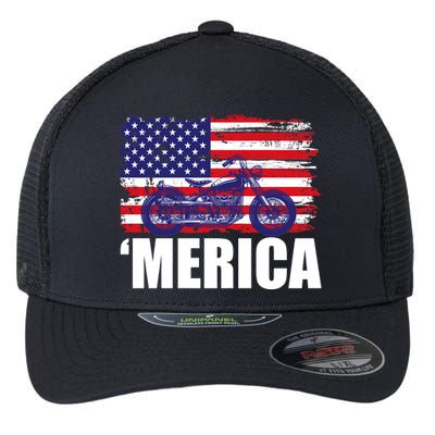 Merica USA Motorcycle  Flexfit Unipanel Trucker Cap