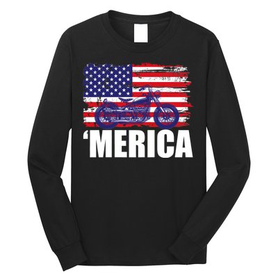 Merica USA Motorcycle  Long Sleeve Shirt