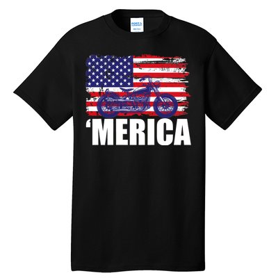 Merica USA Motorcycle  Tall T-Shirt