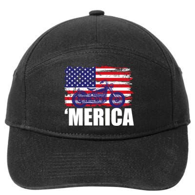 Merica USA Motorcycle  7-Panel Snapback Hat