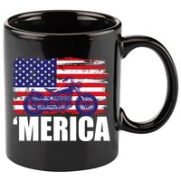 Merica USA Motorcycle  11oz C Handle Ceramic Mug