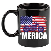 Merica USA Motorcycle  11oz C Handle Ceramic Mug