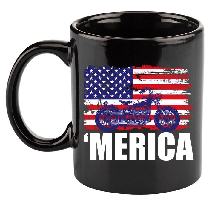 Merica USA Motorcycle  11oz C Handle Ceramic Mug
