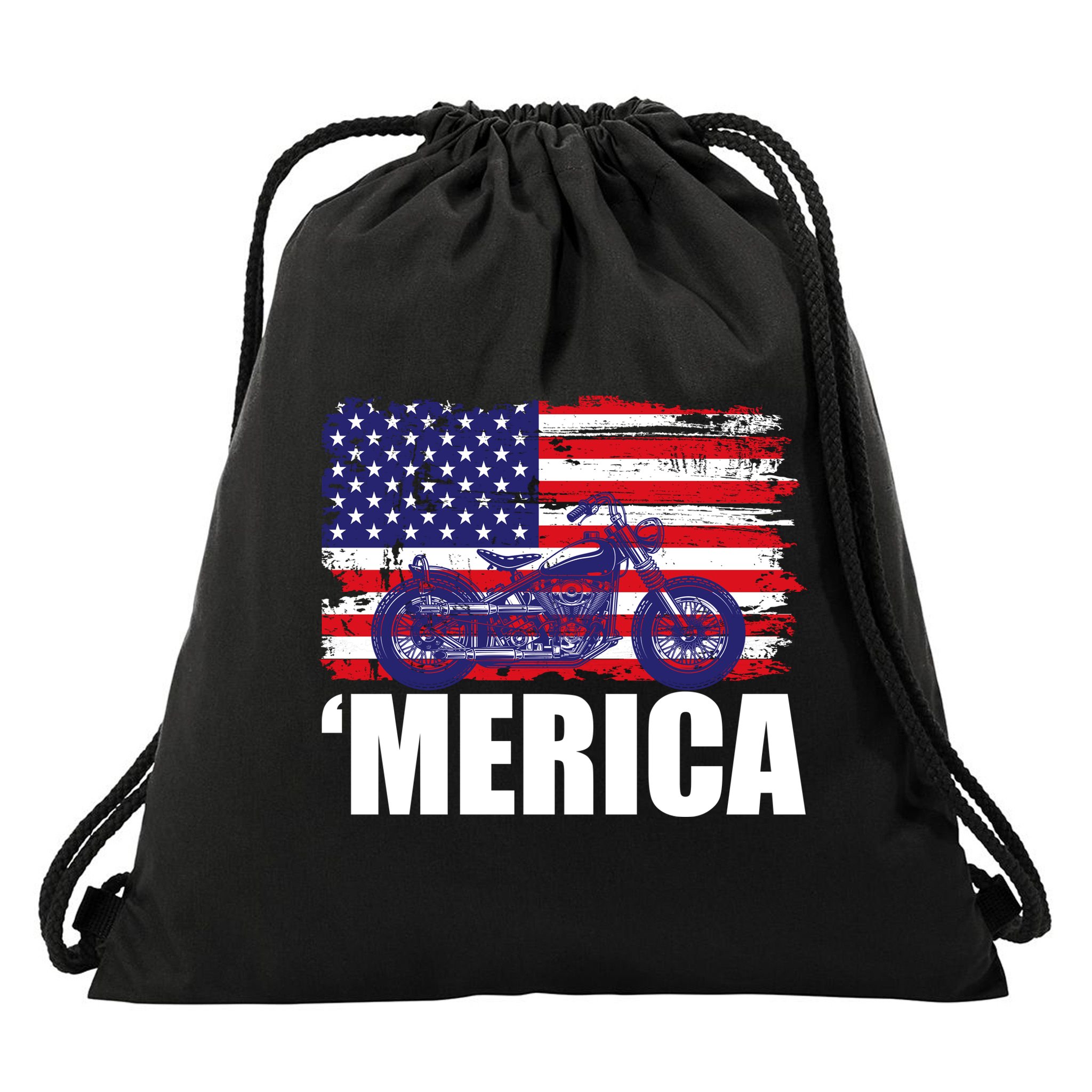 Merica USA Motorcycle  Drawstring Bag