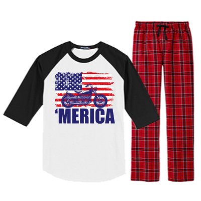 Merica USA Motorcycle  Raglan Sleeve Pajama Set