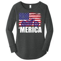 Merica USA Motorcycle  Women's Perfect Tri Tunic Long Sleeve Shirt