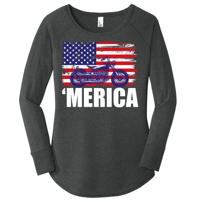 Merica USA Motorcycle  Women's Perfect Tri Tunic Long Sleeve Shirt