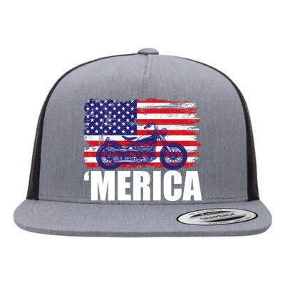 Merica USA Motorcycle  Flat Bill Trucker Hat