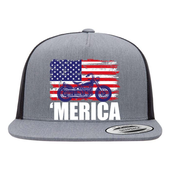 Merica USA Motorcycle  Flat Bill Trucker Hat