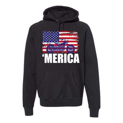 Merica USA Motorcycle  Premium Hoodie