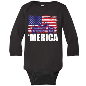 Merica USA Motorcycle  Baby Long Sleeve Bodysuit