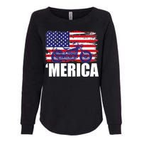 Merica USA Motorcycle  Womens California Wash Sweatshirt