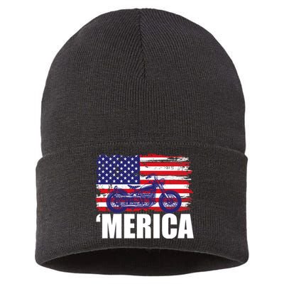 Merica USA Motorcycle  Sustainable Knit Beanie