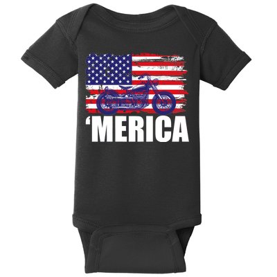 Merica USA Motorcycle  Baby Bodysuit