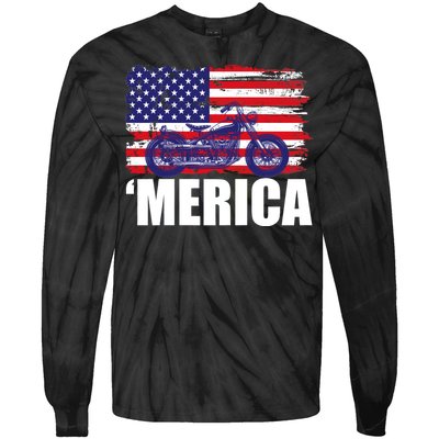 Merica USA Motorcycle  Tie-Dye Long Sleeve Shirt