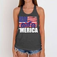 Merica USA Motorcycle  Women's Knotted Racerback Tank