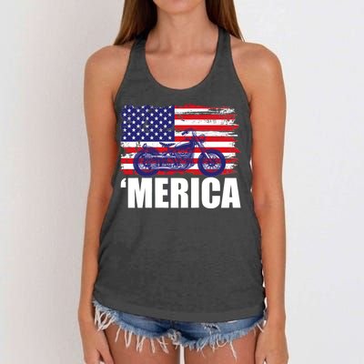 Merica USA Motorcycle  Women's Knotted Racerback Tank