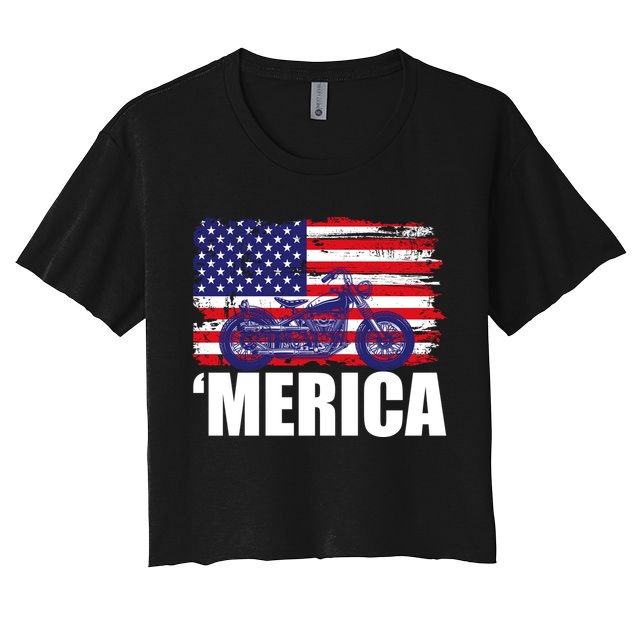 Merica USA Motorcycle  Crop Top