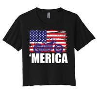 Merica USA Motorcycle  Women's Crop Top Tee