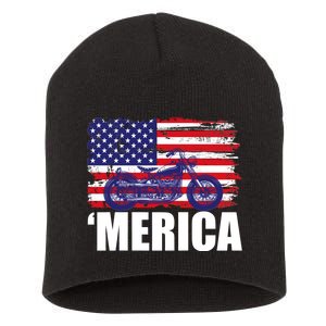 Merica USA Motorcycle  Short Acrylic Beanie