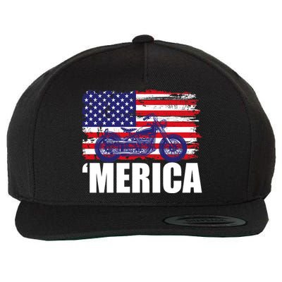 Merica USA Motorcycle  Wool Snapback Cap