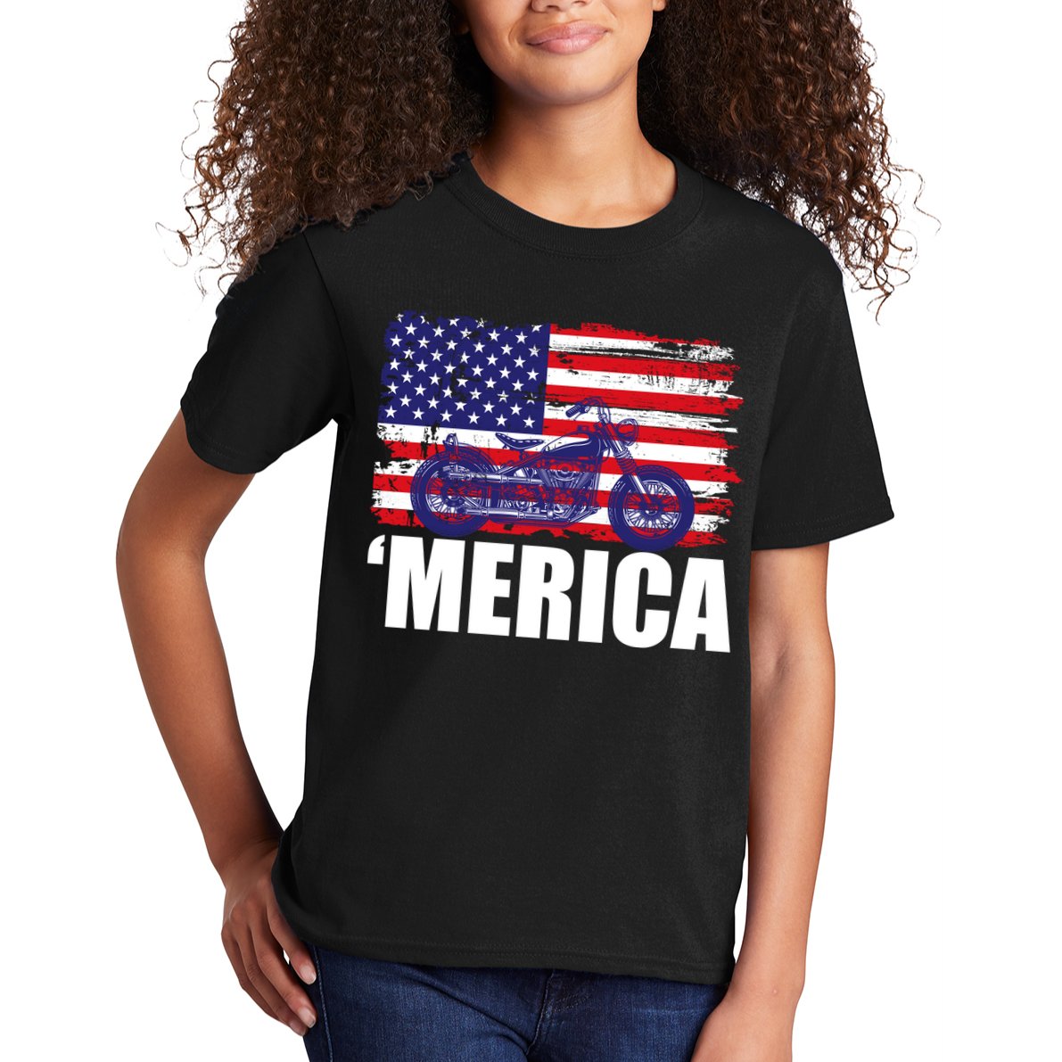 Merica USA Motorcycle  Kids T-Shirt
