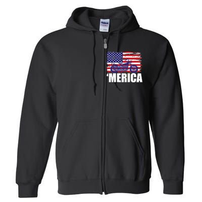 Merica USA Motorcycle  Full Zip Hoodie