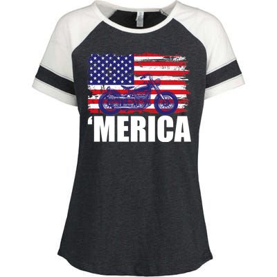 Merica USA Motorcycle  Enza Ladies Jersey Colorblock Tee