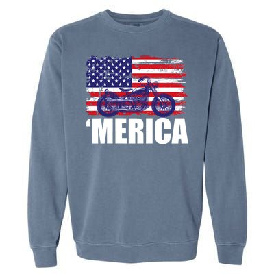 Merica USA Motorcycle  Garment-Dyed Sweatshirt