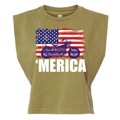 Merica USA Motorcycle  Garment-Dyed Women's Muscle Tee