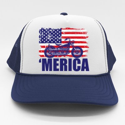 Merica USA Motorcycle  Trucker Hat