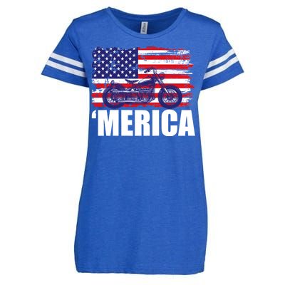 Merica USA Motorcycle  Enza Ladies Jersey Football T-Shirt