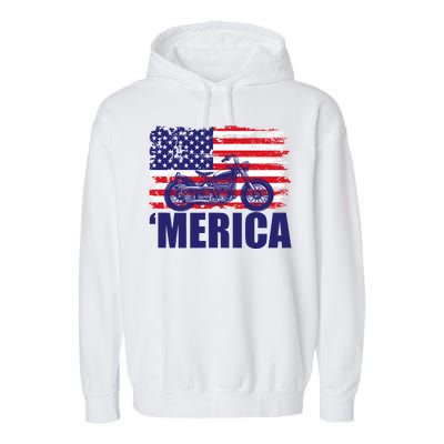 Merica USA Motorcycle  Garment-Dyed Fleece Hoodie