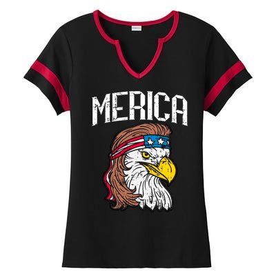 Merica Vintage Patriotic Bald Eagle Ladies Halftime Notch Neck Tee