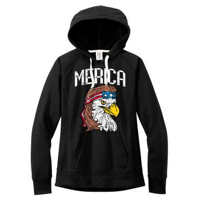 Merica Vintage Patriotic Bald Eagle Women's Fleece Hoodie