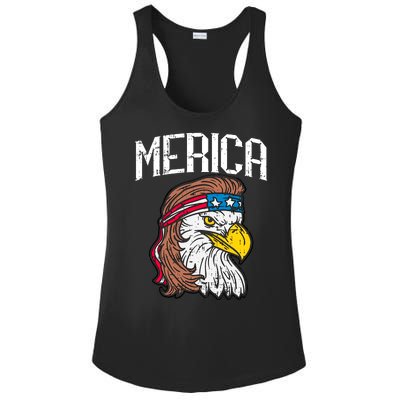 Merica Vintage Patriotic Bald Eagle Ladies PosiCharge Competitor Racerback Tank