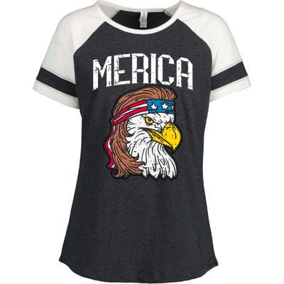 Merica Vintage Patriotic Bald Eagle Enza Ladies Jersey Colorblock Tee