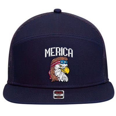 Merica Vintage Patriotic Bald Eagle 7 Panel Mesh Trucker Snapback Hat