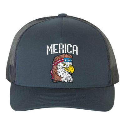 Merica Vintage Patriotic Bald Eagle Yupoong Adult 5-Panel Trucker Hat