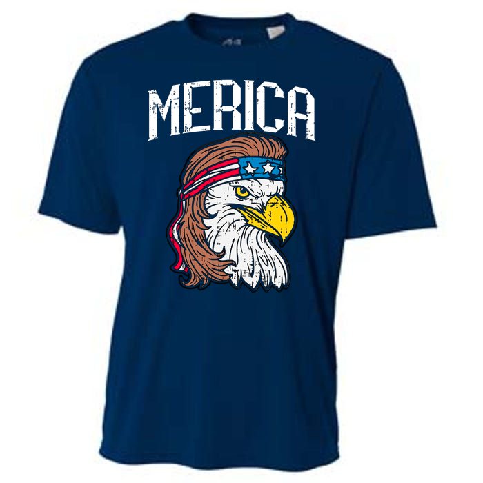 Merica Vintage Patriotic Bald Eagle Cooling Performance Crew T-Shirt