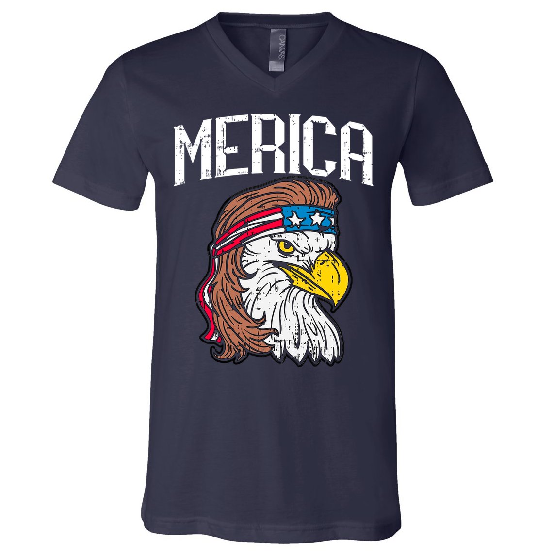Merica Vintage Patriotic Bald Eagle V-Neck T-Shirt