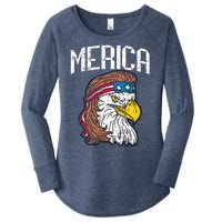 Merica Vintage Patriotic Bald Eagle Women's Perfect Tri Tunic Long Sleeve Shirt