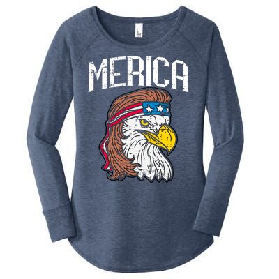 Merica Vintage Patriotic Bald Eagle Women's Perfect Tri Tunic Long Sleeve Shirt