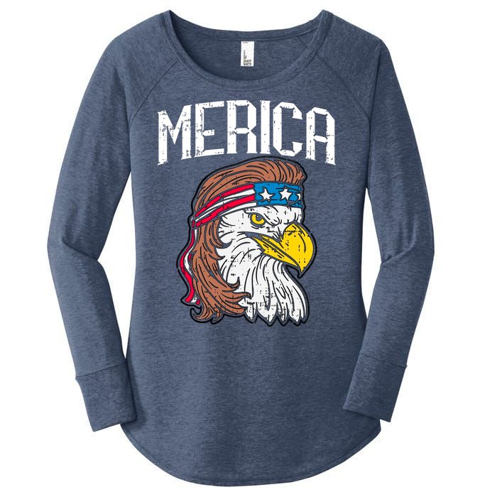 Merica Vintage Patriotic Bald Eagle Women's Perfect Tri Tunic Long Sleeve Shirt