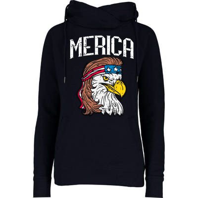 Merica Vintage Patriotic Bald Eagle Womens Funnel Neck Pullover Hood