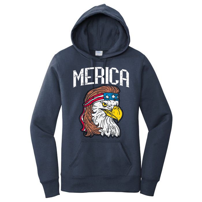 Merica Vintage Patriotic Bald Eagle Women's Pullover Hoodie