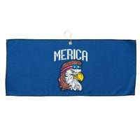 Merica Vintage Patriotic Bald Eagle Large Microfiber Waffle Golf Towel