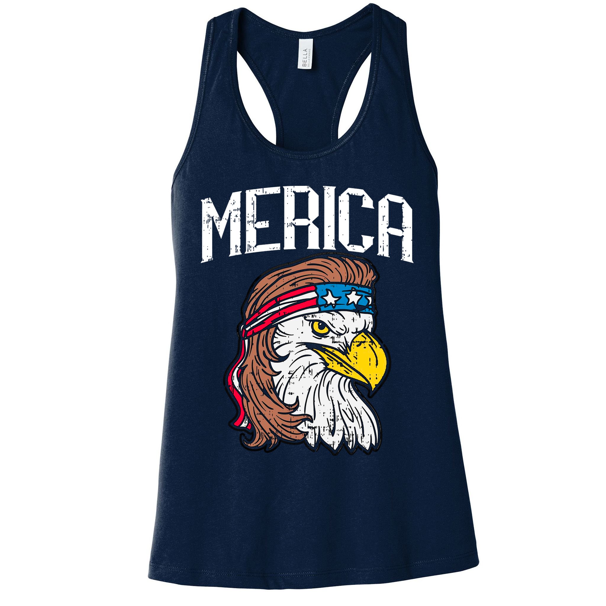 Merica Vintage Patriotic Bald Eagle Womens Tank Top