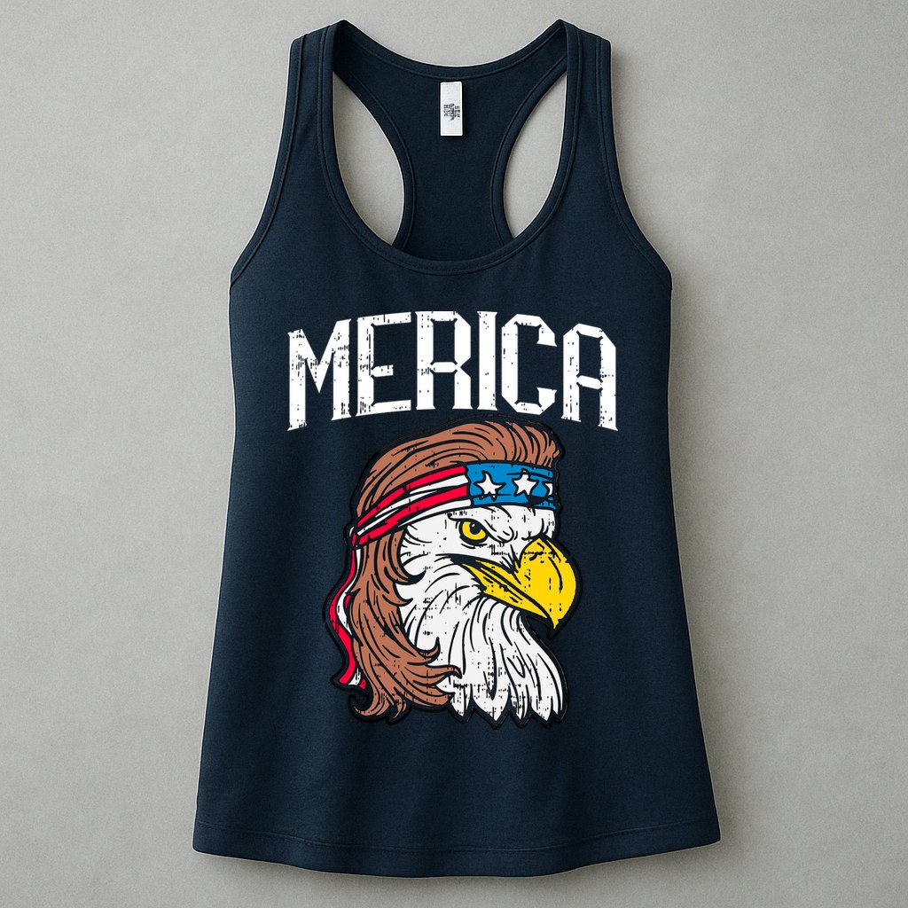 Merica Vintage Patriotic Bald Eagle Womens Tank Top