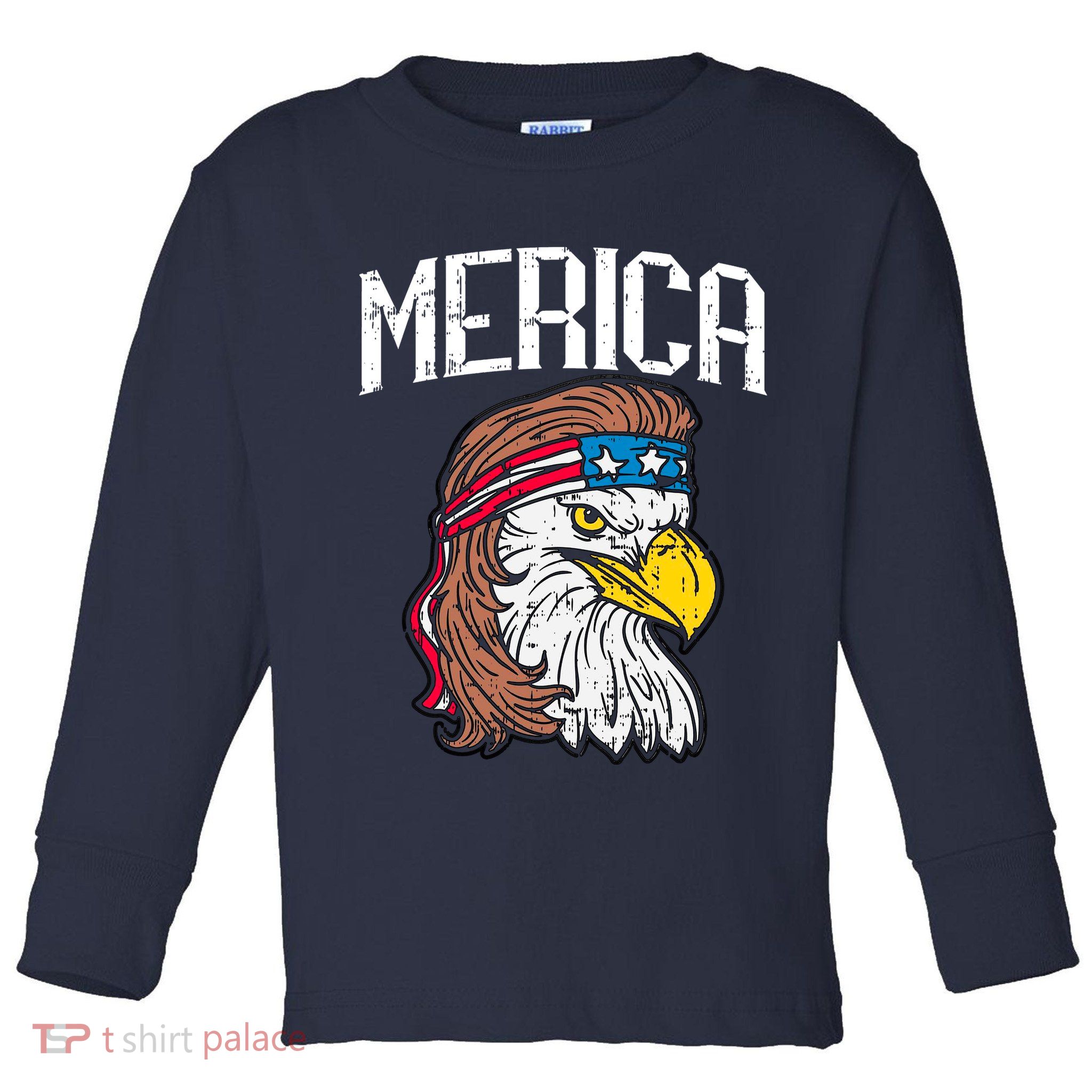 Merica Vintage Patriotic Bald Eagle Toddler Long Sleeve Shirt
